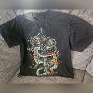 Vintage Rock Chang Dragon With Sword Tshirt. Unisex. 21ptp. Y2k
